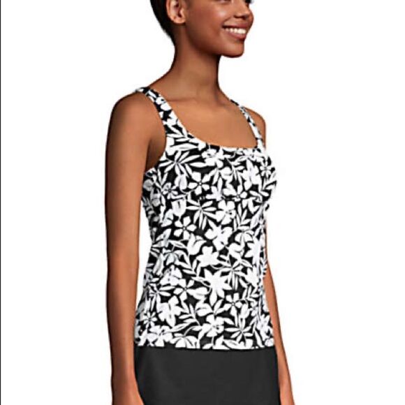 Land’s End Plus Standard Havana floral underwire square neck tankini top Various - Picture 3 of 6
